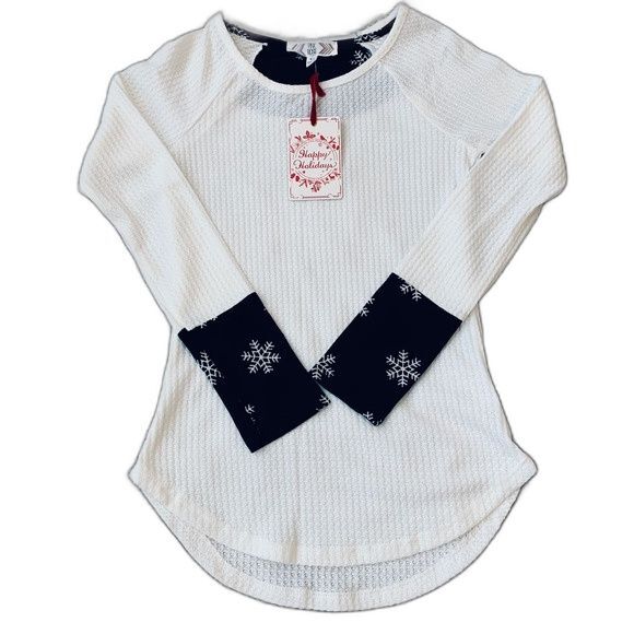 Pink Rose white top waffle knit long sleeve thermal top size XS softgirl - Picture 1 of 5